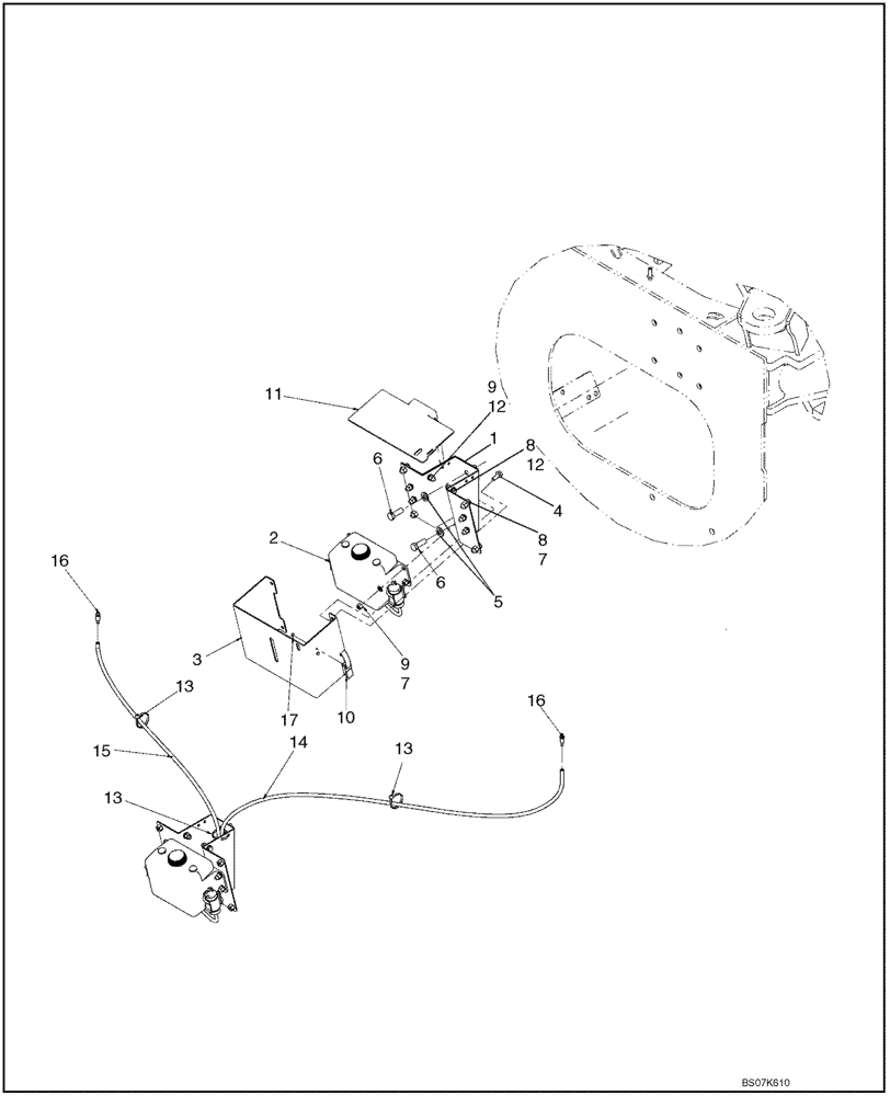 Схема запчастей Case 521F - (55.518.01) - WASHER BOTTLE MOUNTING (55) - ELECTRICAL SYSTEMS