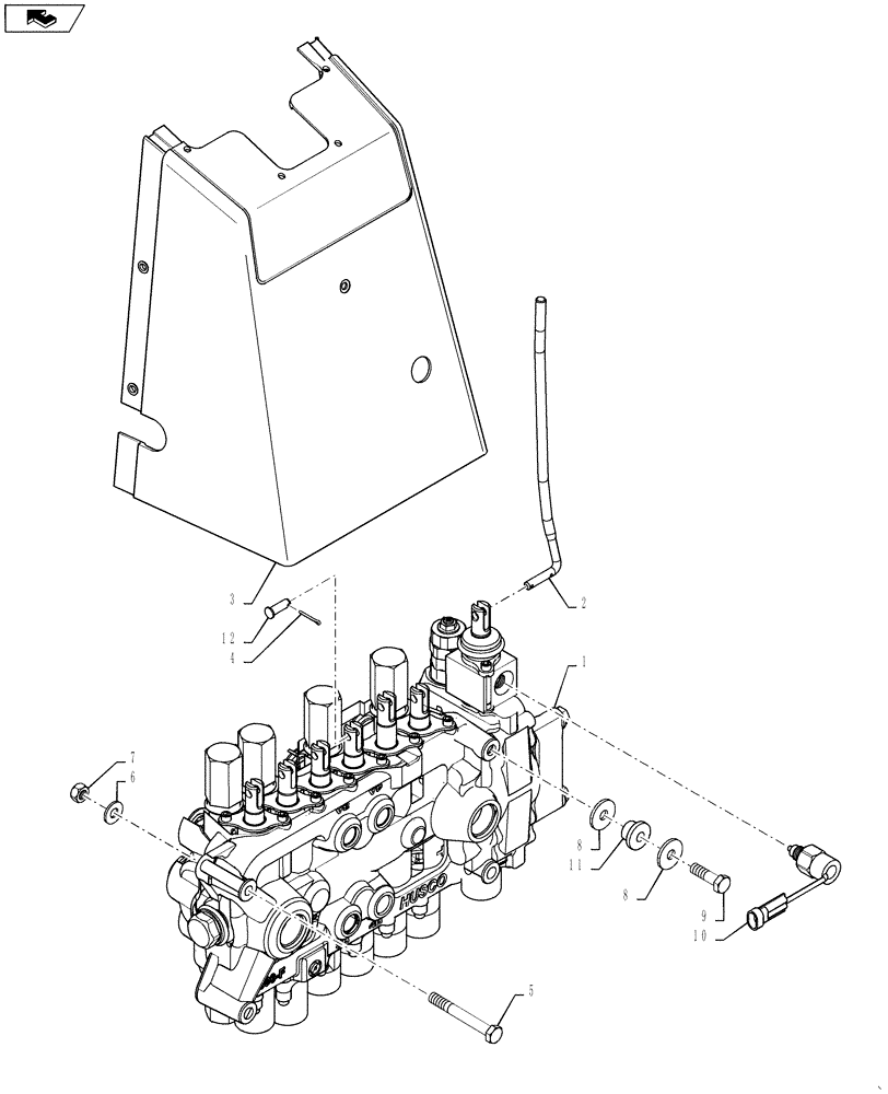 Схема запчастей Case 590SN - (35.726.19[04]) - VALVE INSTALL - BACKHOE CONTROL, 7 SPOOL (HAND SWING) (35) - HYDRAULIC SYSTEMS