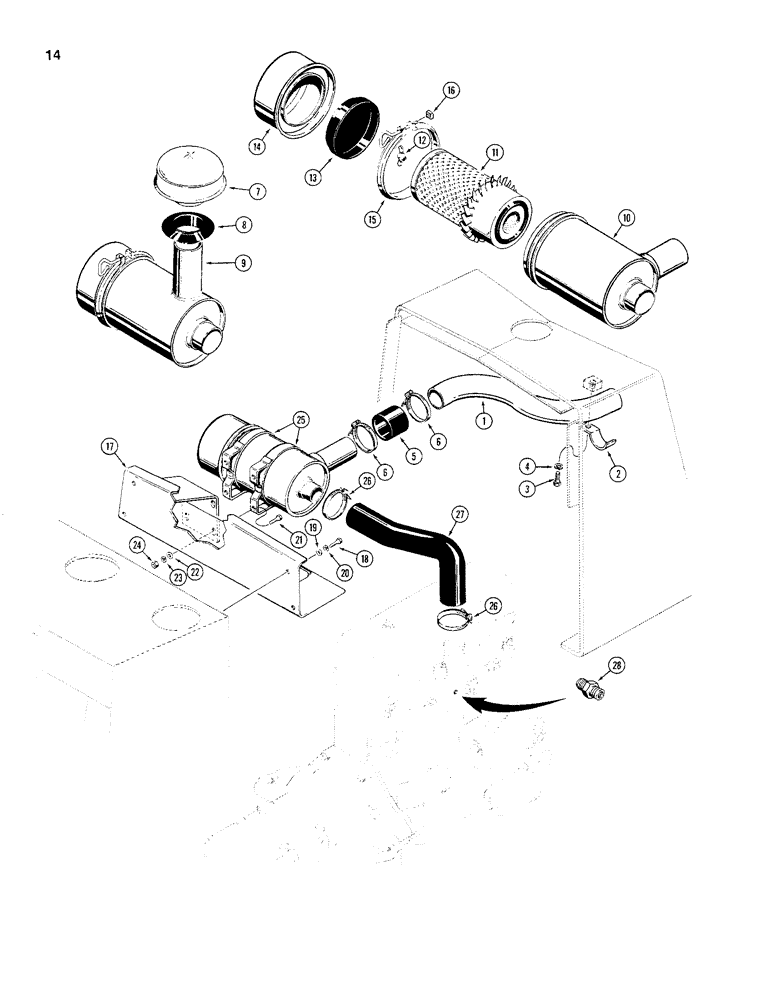 Схема запчастей Case 480C - (014) - AIR CLEANER AND AIR INTAKE PARTS (10) - ENGINE