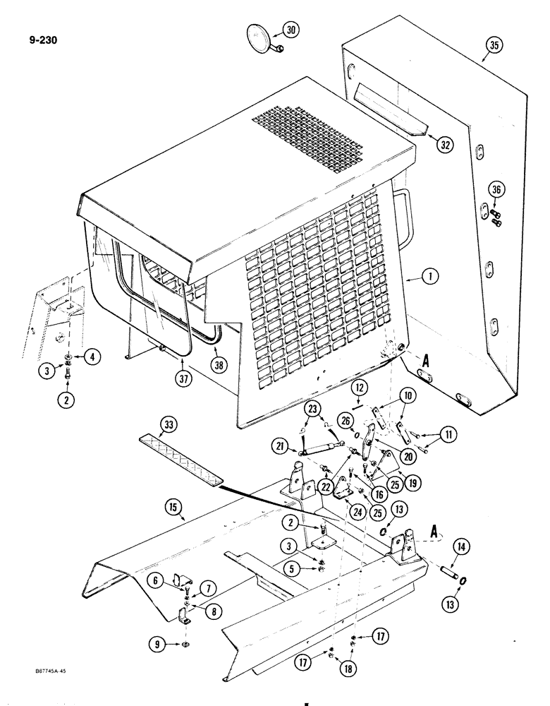 Схема запчастей Case 1818 - (9-230) - ROPS - STANDARD (09) - CHASSIS/ATTACHMENTS