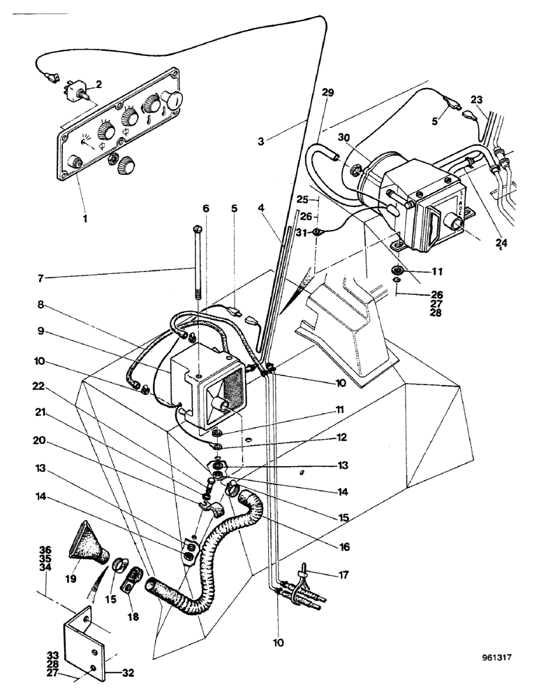 Схема запчастей Case 580G - (540) - CAB - AUXILIARY HEATER UP TO NO. 3.808.596 (09) - CHASSIS/ATTACHMENTS