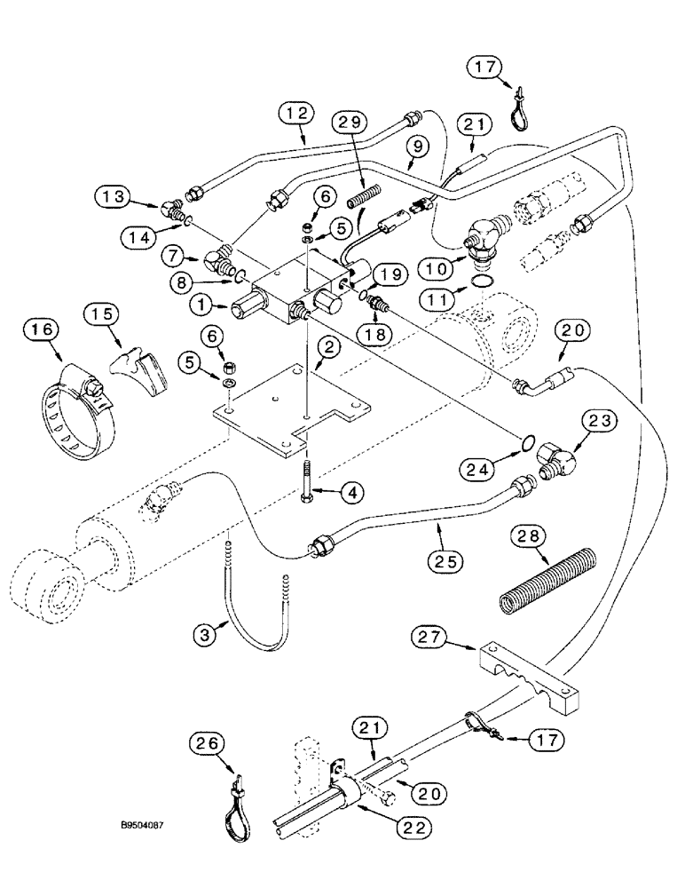 Схема запчастей Case 590SL - (8-58) - BACKHOE BOOM LOCK HYDRAULIC, AND ELECTRICAL CIRCUIT, AT BOOM CYLINDER (08) - HYDRAULICS