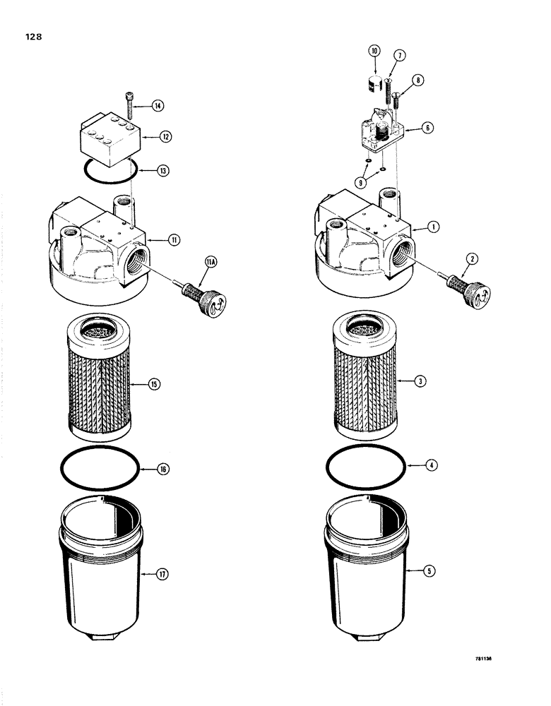 Схема запчастей Case 1830 - (128) - D64076 OIL FITER (35) - HYDRAULIC SYSTEMS