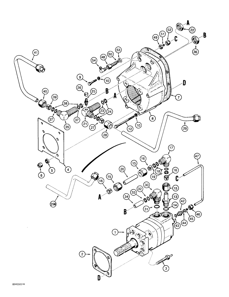 Схема запчастей Case 480F LL - (8-060) - PTO MOTOR AND MOTOR HOUSING (08) - HYDRAULICS