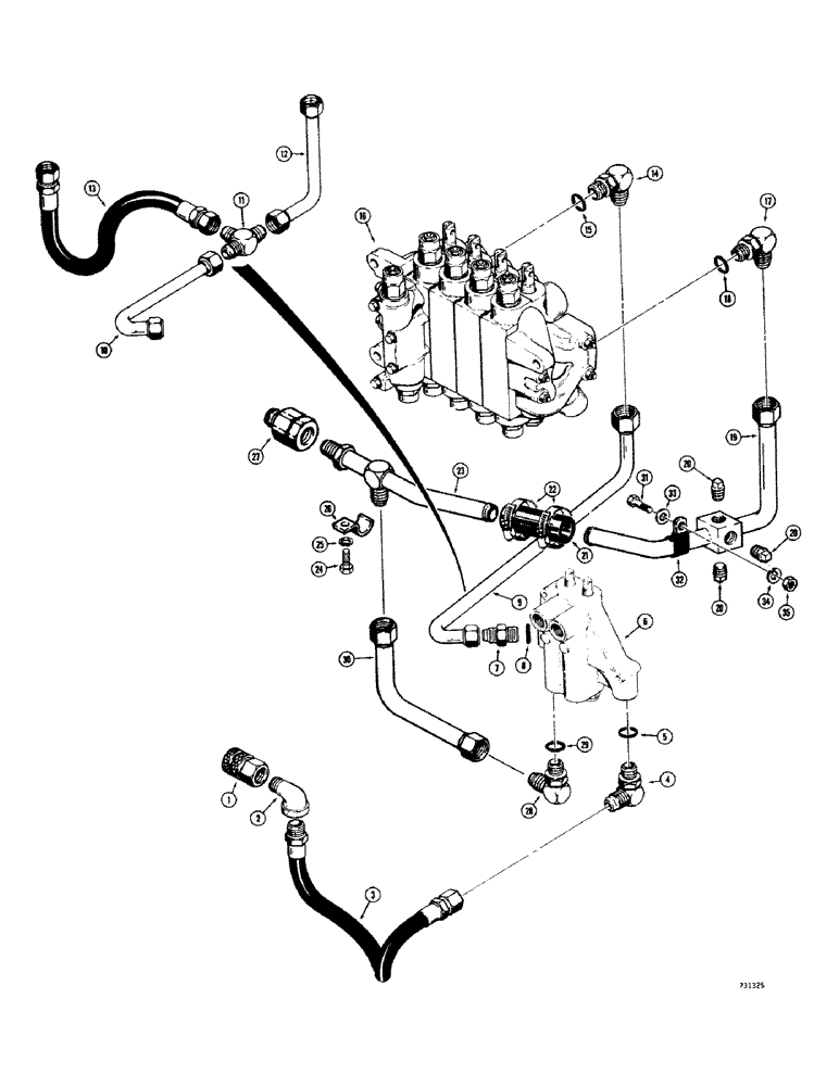 Схема запчастей Case 35 - (138) - BACKHOE INTERMEDIATE HYDRAULICS (35) WITH CASE AND CESSNA CONTROL VALVES 