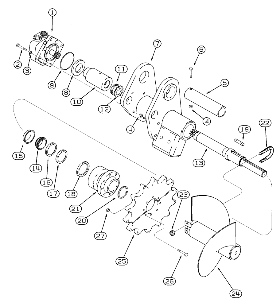 Схема запчастей Case 460 - (9-44) - TRENCHER DRIVE, DIRECT DRIVE TRENCHER (09) - CHASSIS/ATTACHMENTS
