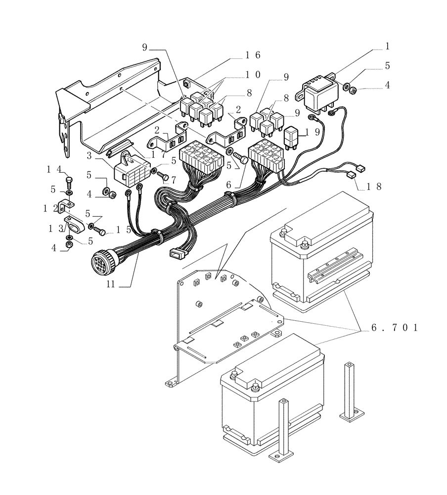 Схема запчастей Case 1850K LT - (6.711[03]) - ELECTRICAL SYSTEM - ELECTRIC WIRING (13) - Electrical System / Decals