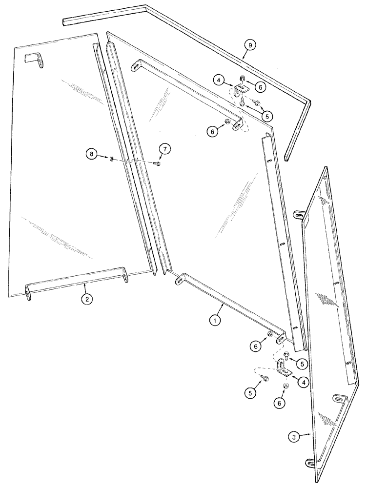Схема запчастей Case 921B - (9-078) - CANOPY WINDSHIELD AND WIPER KIT (09) - CHASSIS/ATTACHMENTS