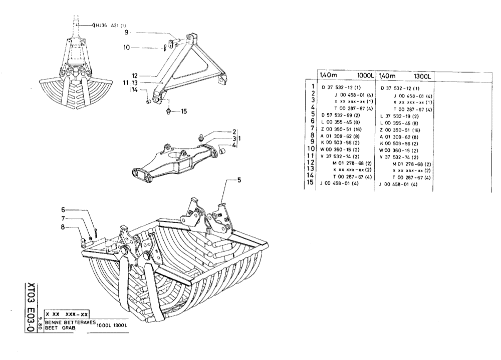 Схема запчастей Case 75C - (XT03 E03.0[02]) - BEET GRAB - 1,40 M 1300 L (18) - ATTACHMENT ACCESSORIES