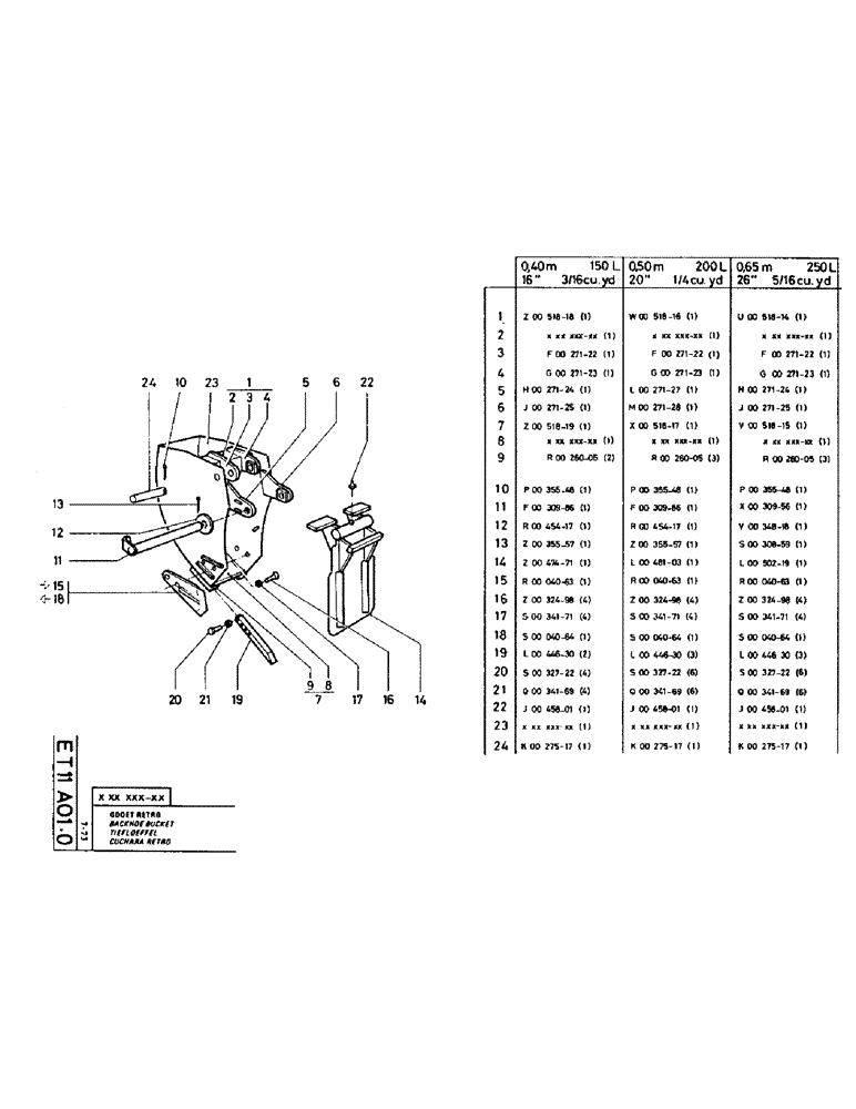 Схема запчастей Case TC45 - (114) - BACKHOE BUCKET, 0.4M -150L, 16" - 3/16 CU.YD. 