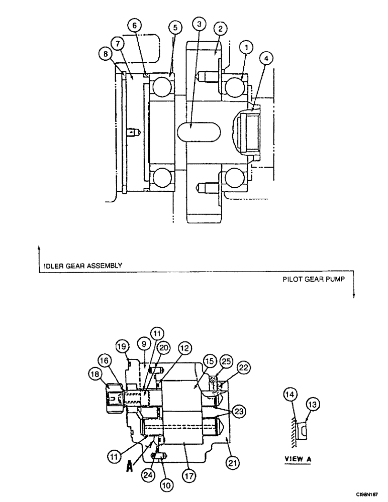 Схема запчастей Case 9050B - (8-119B) - HYDRAULIC PUMP - DRIVE (08) - HYDRAULICS