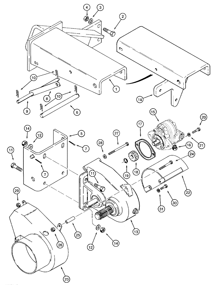 Схема запчастей Case 960 - (09-41) - MOUNTING HYDRA-BORER AND GEARBOX (09) - CHASSIS