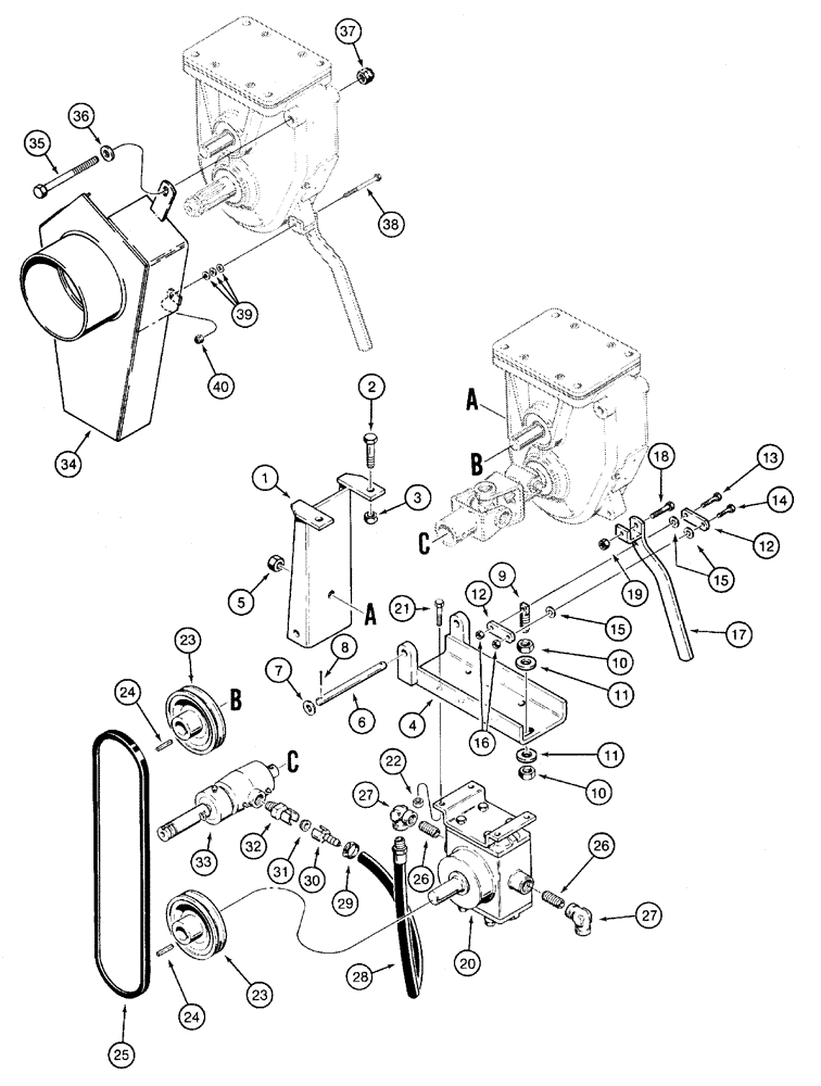 Схема запчастей Case 460 - (9-82) - HYDRA-BORER WATER PUMP MOUNTING (09) - CHASSIS/ATTACHMENTS