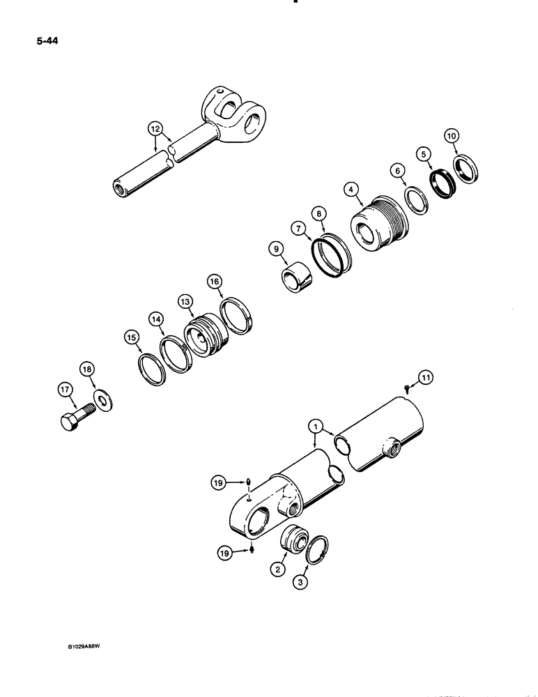 Схема запчастей Case 621 - (5-44) - STEERING CYLINDER (05) - STEERING