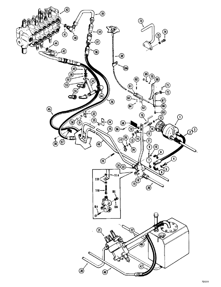 Схема запчастей Case 34 - (060) - BASIC BACKHOE HYDRAULICS, USED ON W7 SERIES LOADER ONLY 