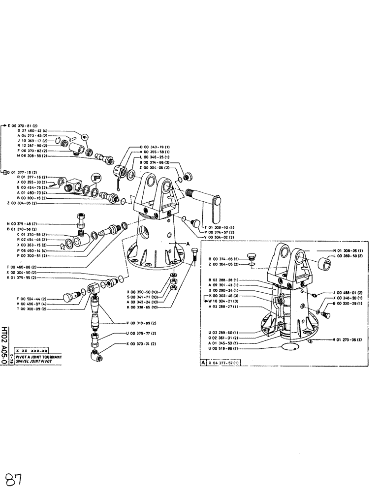 Схема запчастей Case SC150 - (087) - SWIVEL JOINT PIVOT 