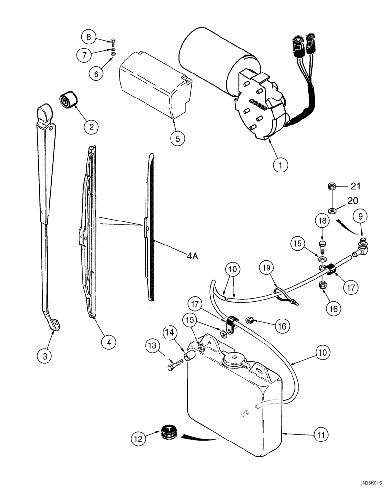 Схема запчастей Case 1150H_IND - (04-23) - WINDSHIELD WASHER - WIPER, FRONT (04) - ELECTRICAL SYSTEMS