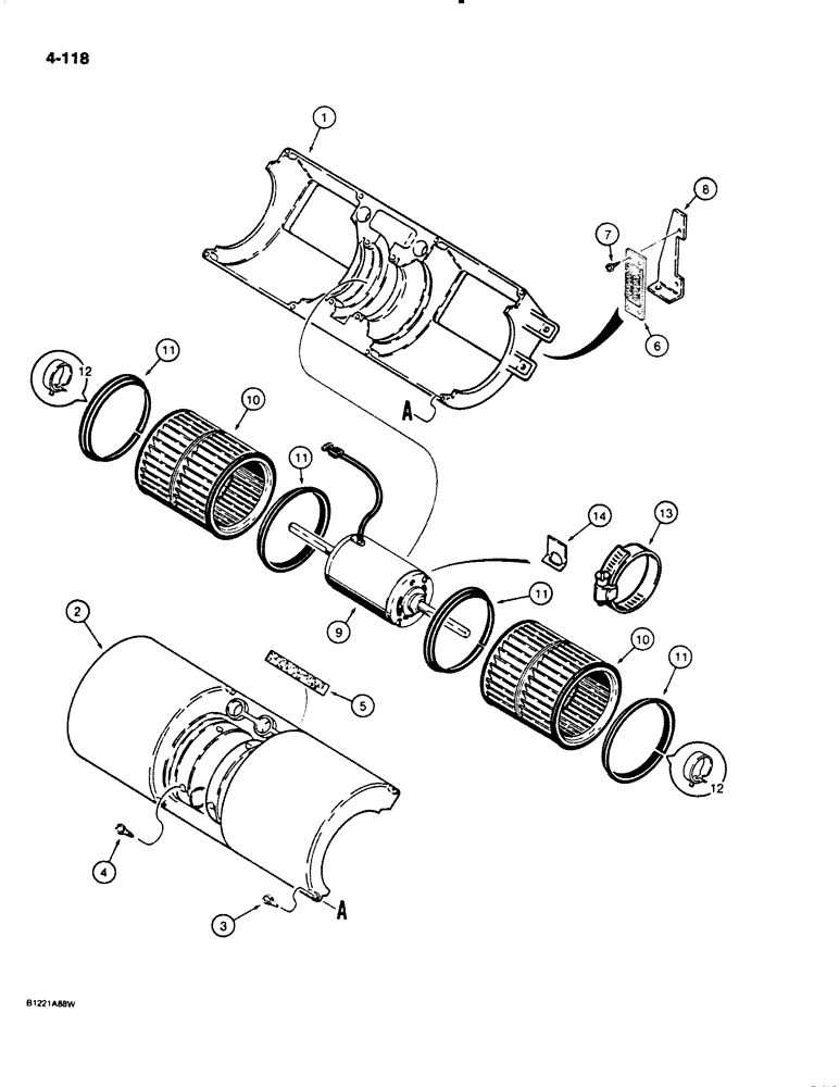 Схема запчастей Case W18B - (4-118) - CAB BLOWER (04) - ELECTRICAL SYSTEMS