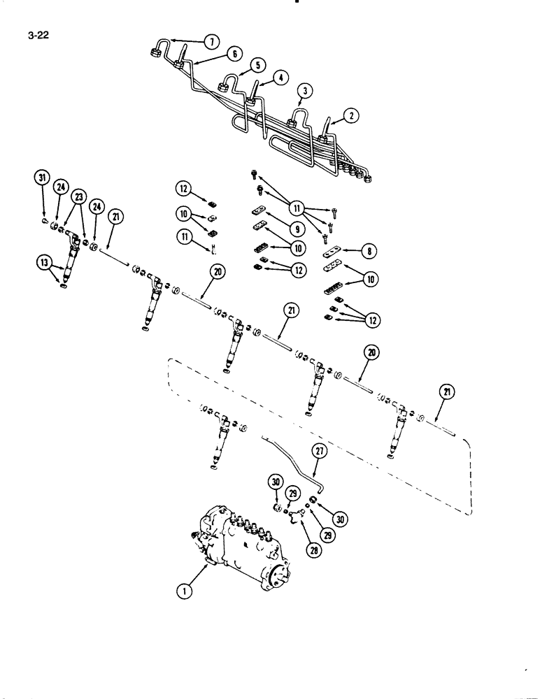 Схема запчастей Case W18B - (3-22) - FUEL INJECTION SYSTEM, 504BD AND 504BDT ENGINE (03) - FUEL SYSTEM
