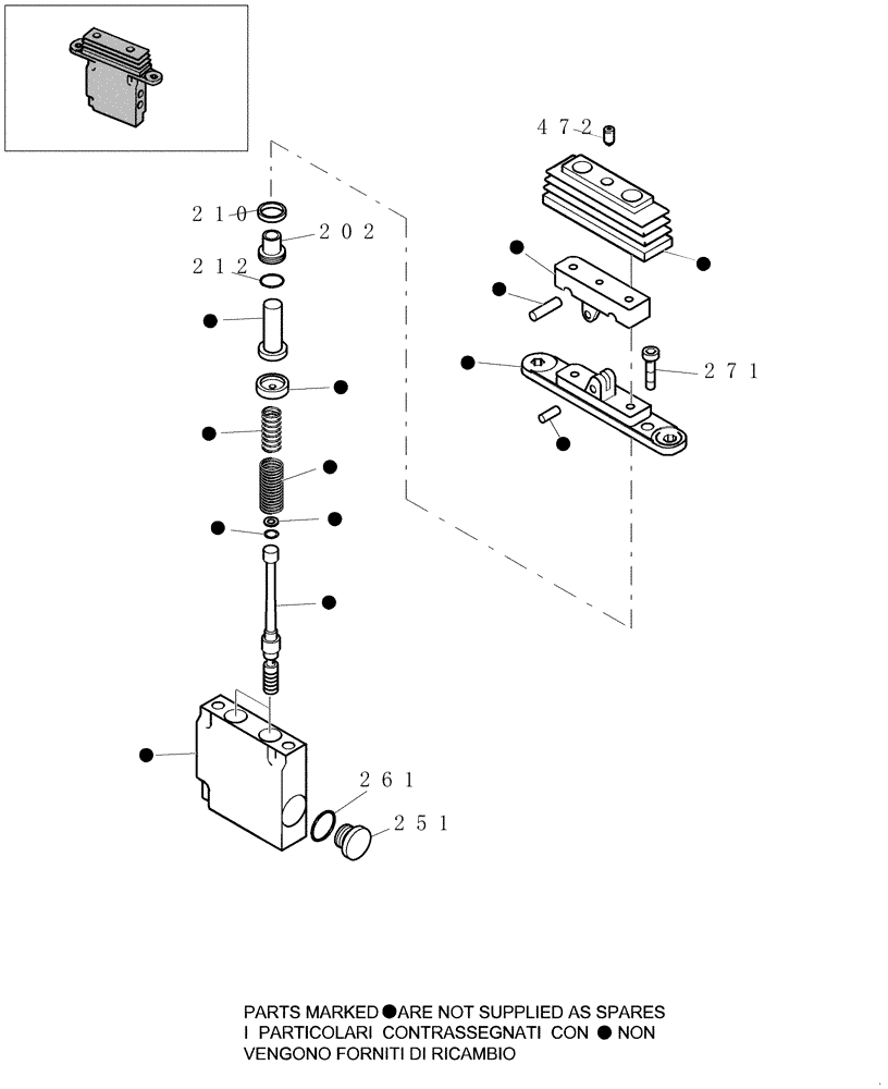 Схема запчастей Case CX20B - (1.080A[01]) - PILOT VALVE - COMPONENTS (35) - HYDRAULIC SYSTEMS