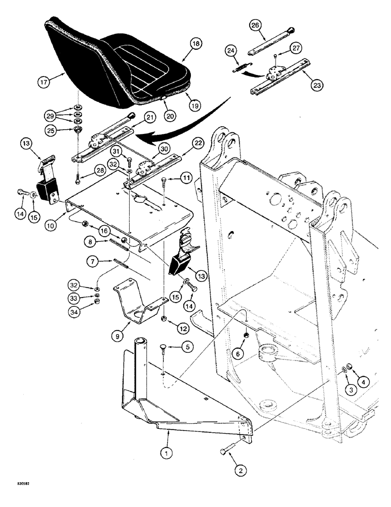 Схема запчастей Case W4 - (196) - SEAT AND SEAT MOUNTING (09) - CHASSIS/ATTACHMENTS