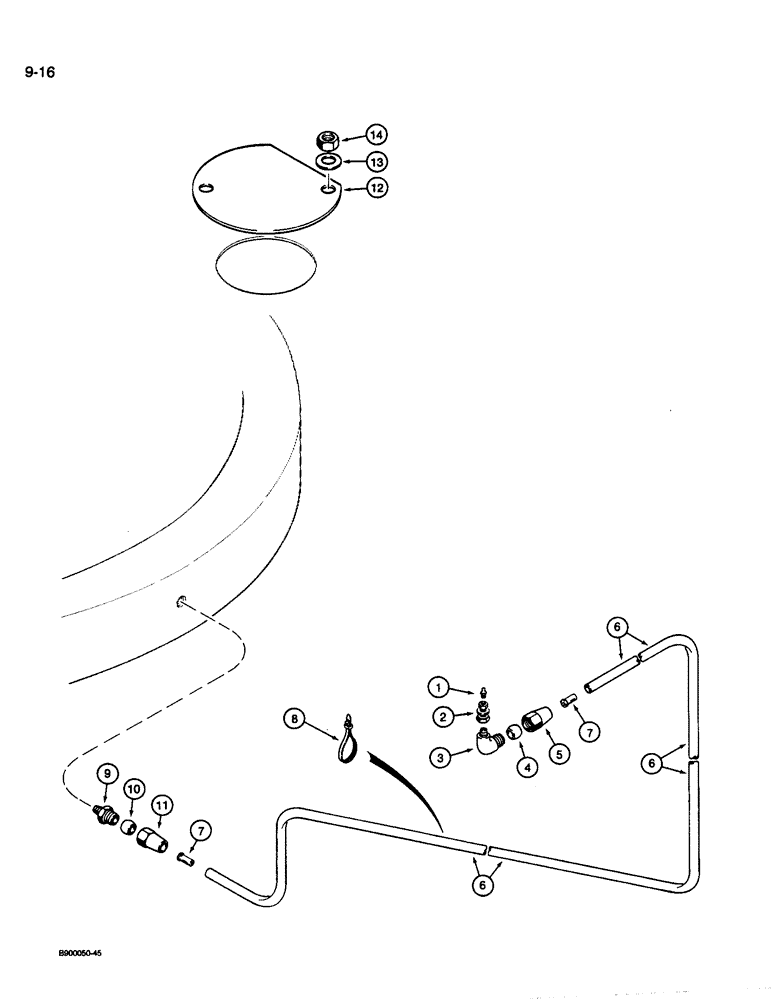 Схема запчастей Case 1085C - (9-016) - TURNTABLE BEARING LUBRICATION (09) - CHASSIS/ATTACHMENTS