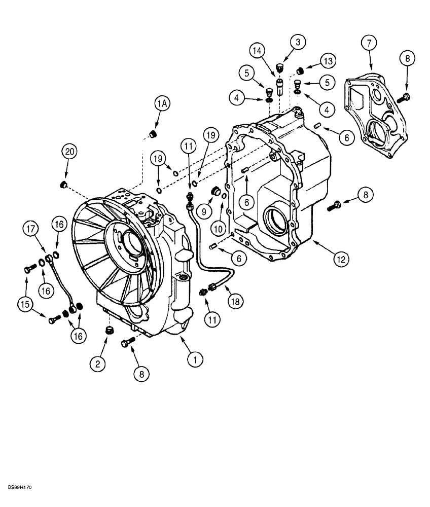 Схема запчастей Case 580SL - (6-066) - CARRARO TRANSMISSION ASSEMBLY, TRANS HOUSING, 4 WHEEL DRIVE, MODELS WITHOUT POWERSHIFT TRANSMISSION (06) - POWER TRAIN