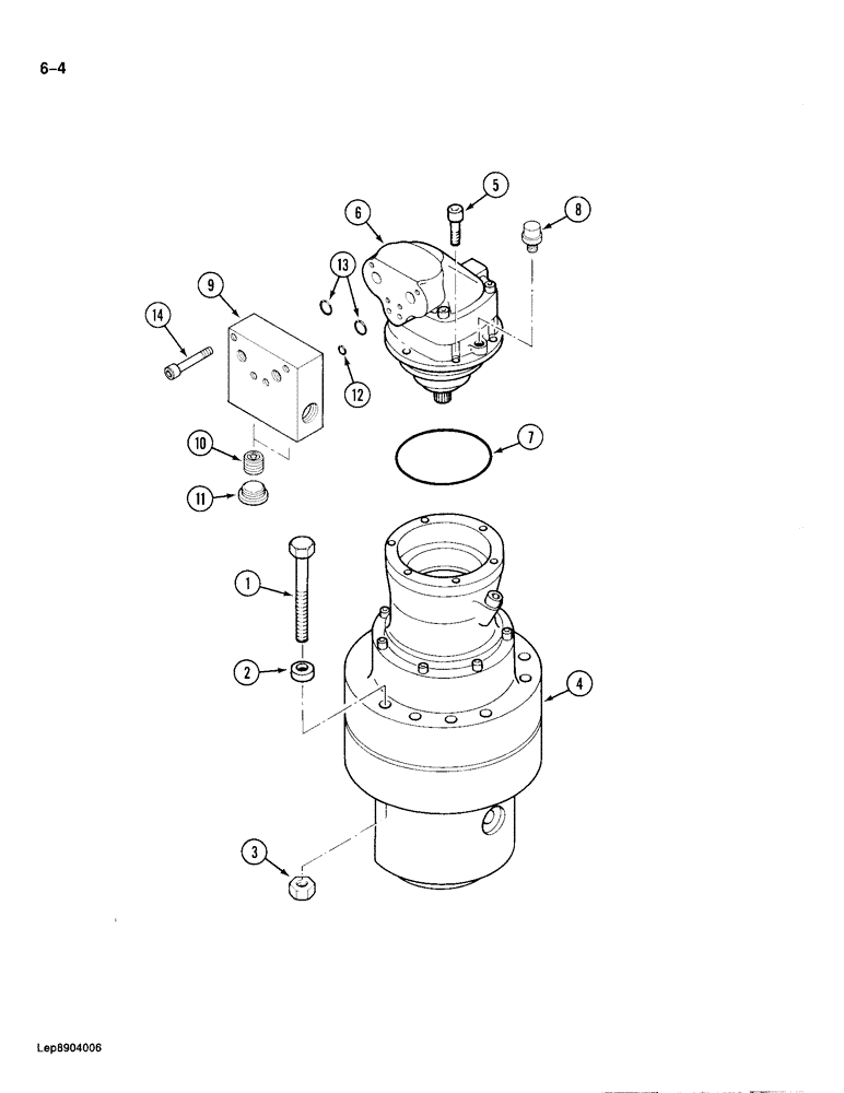 Схема запчастей Case 688 - (6-04) - HYDRAULIC MOTOR TO SWING TRANSMISSIONS (06) - POWER TRAIN