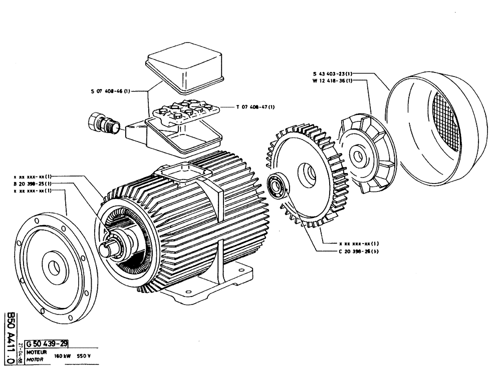 Схема запчастей Case 220B - (B50 A411.0) - MOTOR - 160KW, 550 V (07) - HYDRAULIC SYSTEM