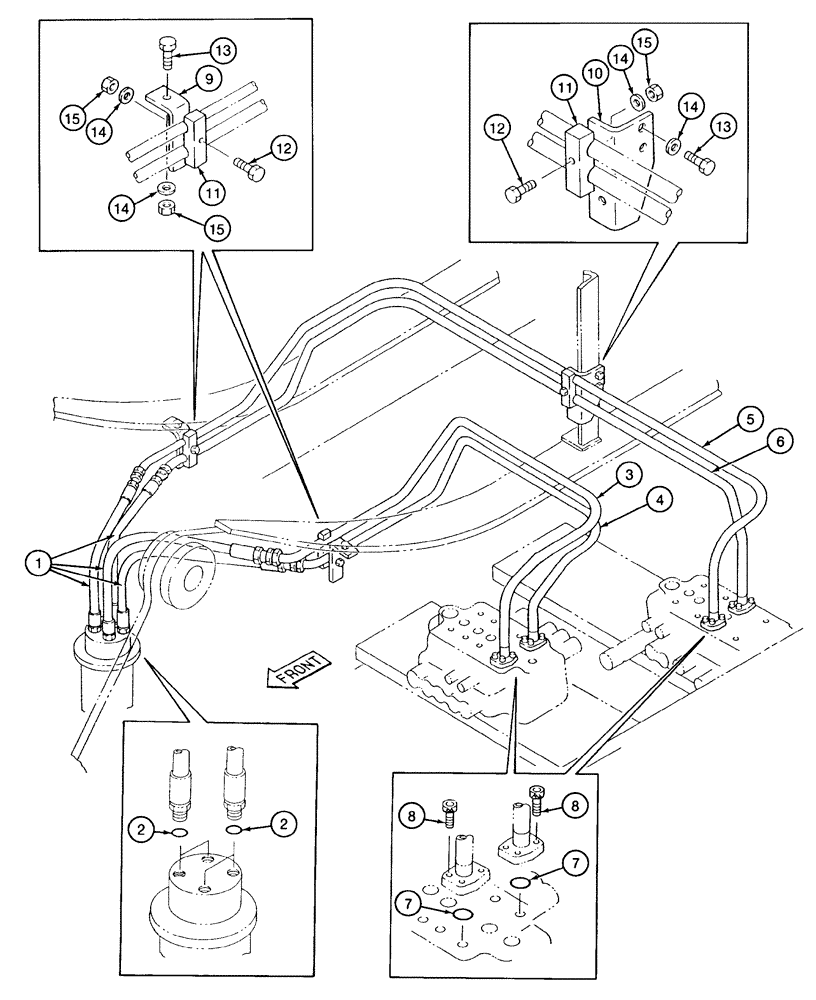 Схема запчастей Case 9040 - (6-12) - TRACK DRIVE HYDRAULIC CIRCUIT, CONTROL VALVE TO HYDRAULIC SWIVEL (06) - POWER TRAIN