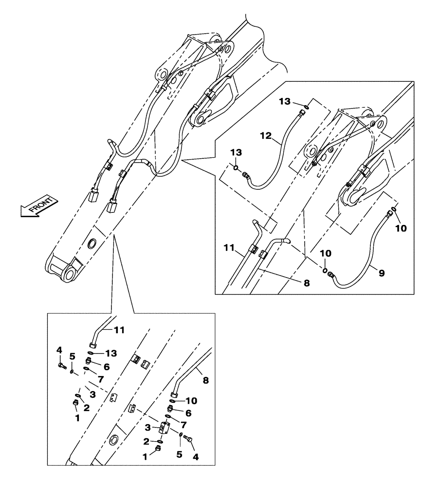 Схема запчастей Case CX250C - (08-018[00]) - HYDRAULIC CIRCUIT - DIPPER 2.50 M - OPTIONAL (08) - HYDRAULICS