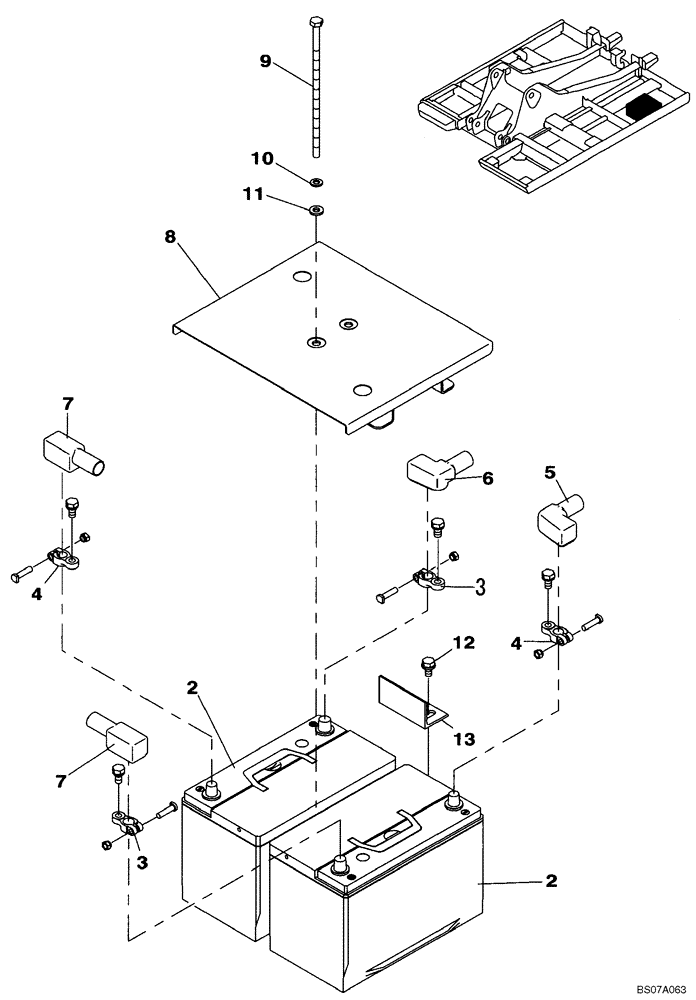 Схема запчастей Case CX160B - (04-14) - BATTERY - CABLES (04) - ELECTRICAL SYSTEMS