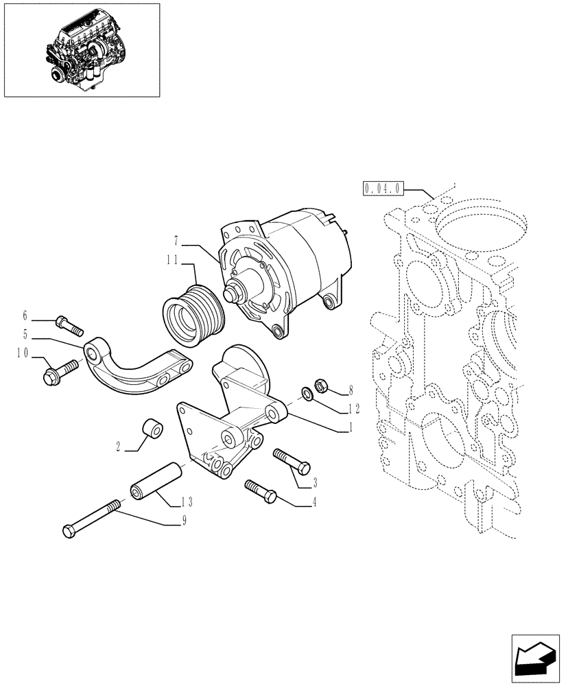 Схема запчастей Case F3AE0684L E906 - (0.40.0[01]) - ALTERNATOR (504087806) 