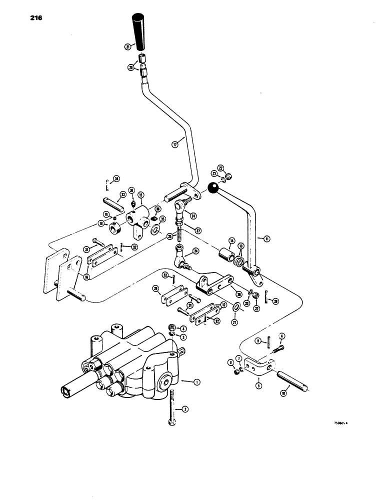Схема запчастей Case 450 - (216) - THREE SPOOL VALVES AND LEVERS, ALL VALVES HAVE PART NUMBER ON VALVE IDENTIFICATION PLATE (07) - HYDRAULIC SYSTEM