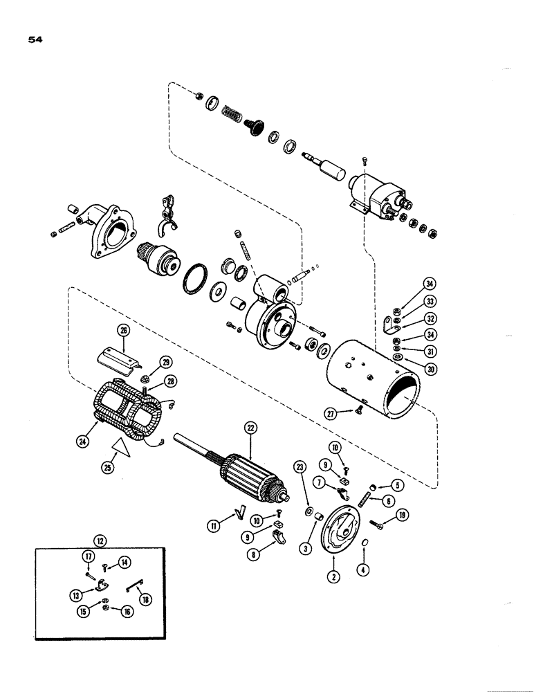 Схема запчастей Case 850 - (054) - A15485 STARTER, (301) DIESEL ENGINE (06) - ELECTRICAL SYSTEMS