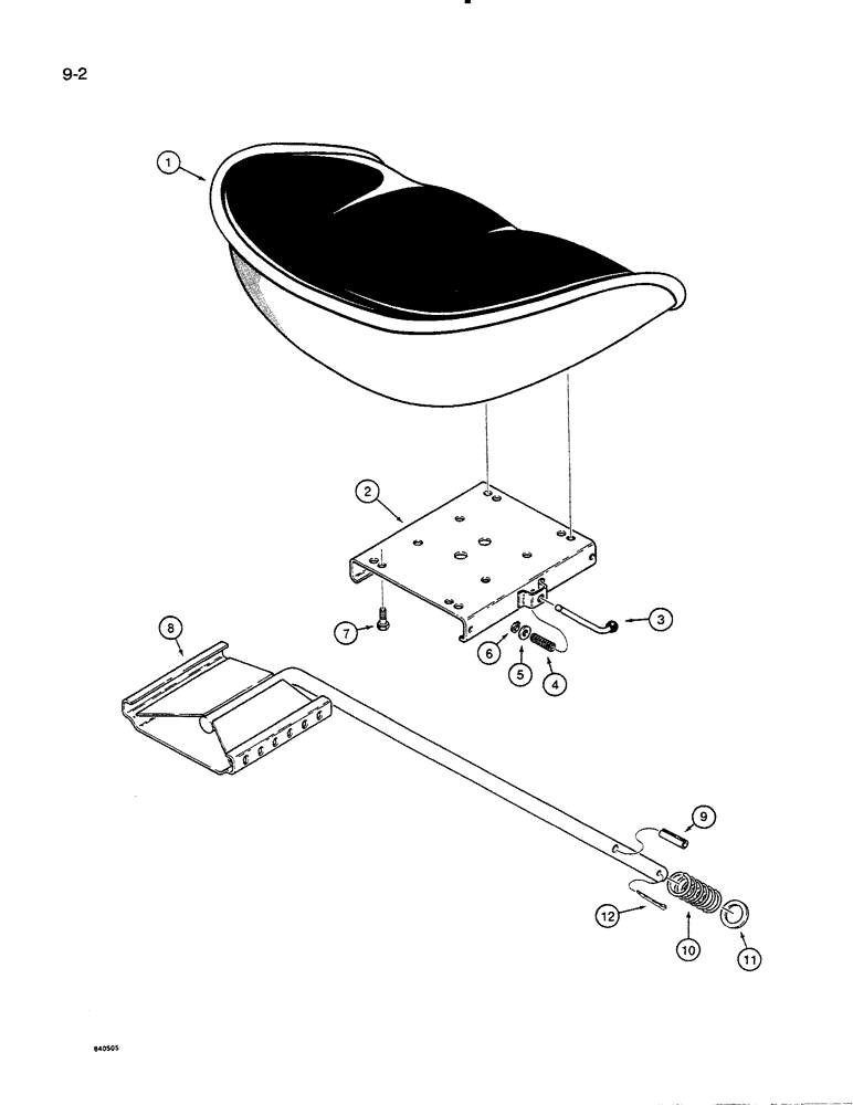 Схема запчастей Case 35C - (9-02) - BACKHOE SEAT, W14 LOADER ONLY (09) - CHASSIS/ATTACHMENTS