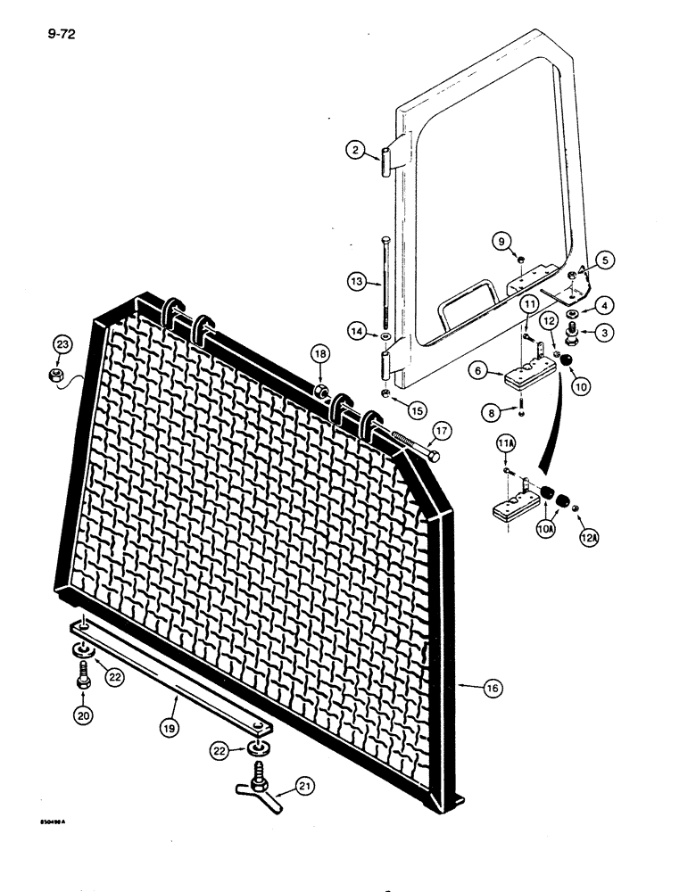 Схема запчастей Case 855D - (9-072) - CAB DOOR WINDOW AND REAR SCREEN (09) - CHASSIS/ATTACHMENTS