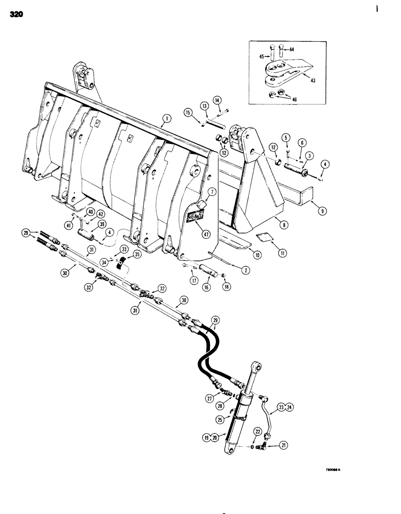 Схема запчастей Case 680G - (320) - 4-IN-1 BUCKET (09) - CHASSIS/ATTACHMENTS