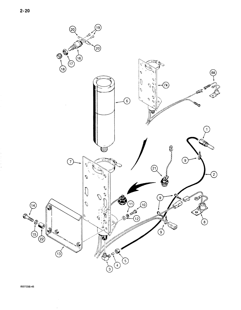 Схема запчастей Case 680K - (2-20) - COLD START SYSTEM (02) - ENGINE