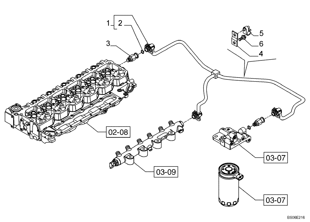 Схема запчастей Case 865B AWD - (03-12[01]) - FUEL INJECTION SYSTEM - DRAIN LINE (03) - FUEL SYSTEM