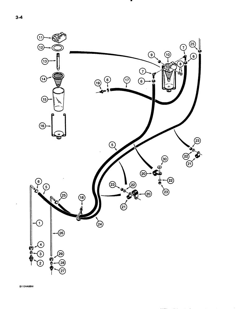Схема запчастей Case 621 - (3-04) - FUEL LINES AND SEDIMENT BOWL (03) - FUEL SYSTEM