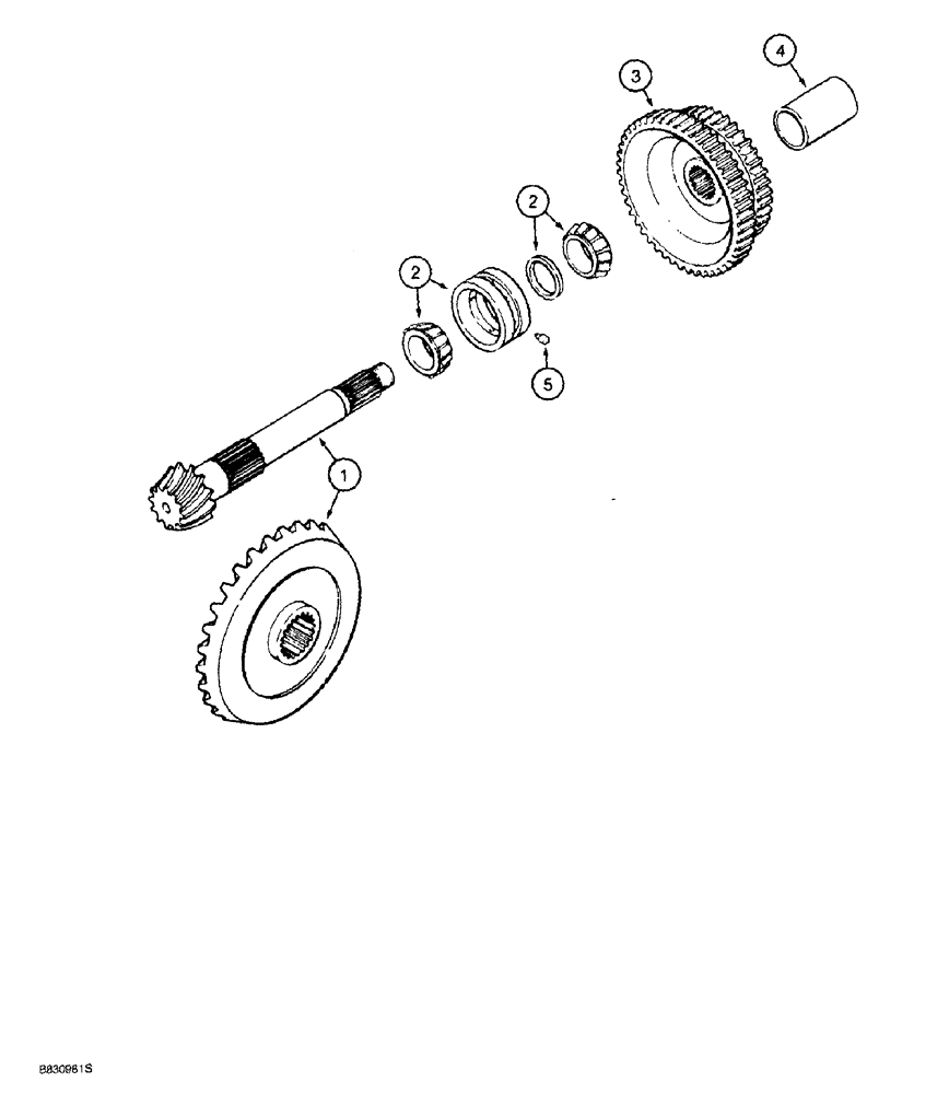 Схема запчастей Case 1150G - (6-022) - TRANSMISSION ASSEMBLY, BEVEL PINION SHAFT AND GEAR (03) - TRANSMISSION