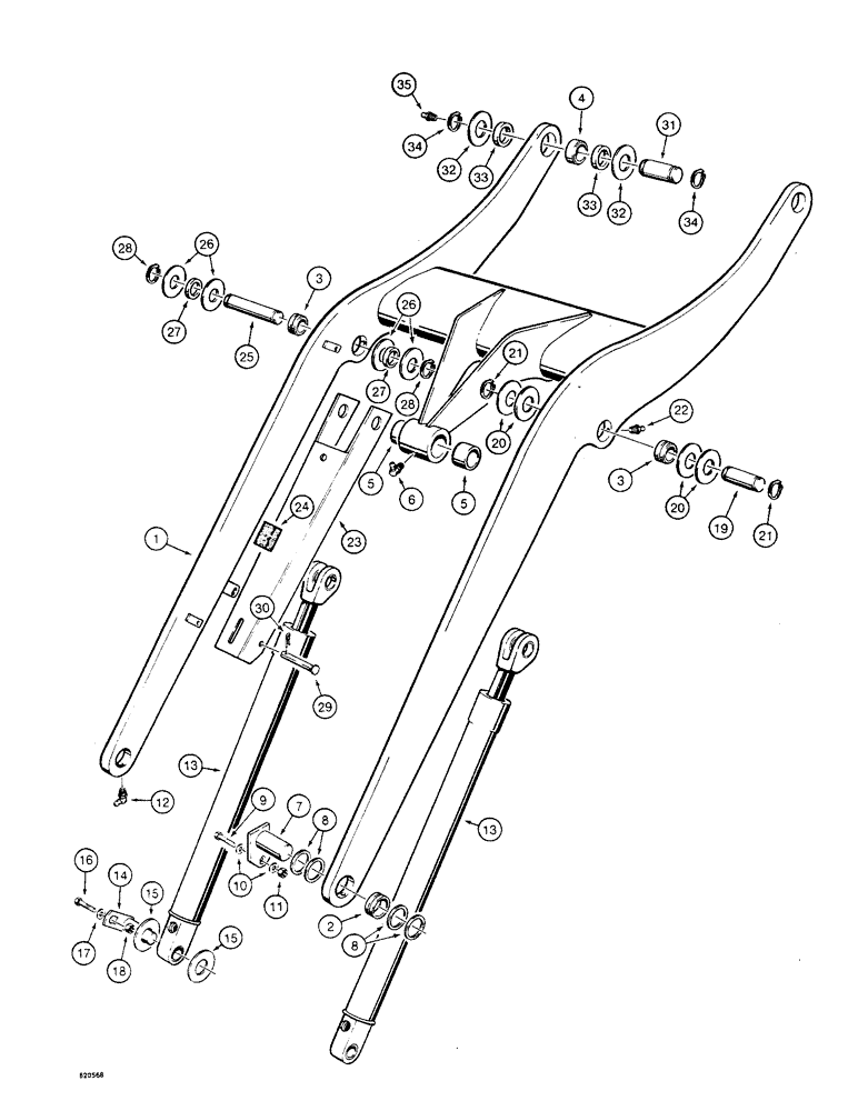 Схема запчастей Case W4 - (168) - LOADER LIFT FRAME AND MOUNTING PARTS (09) - CHASSIS/ATTACHMENTS