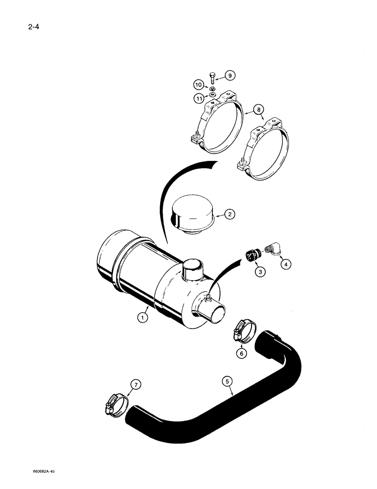 Схема запчастей Case 360 - (2-04) - AIR CLEANER AND INTAKE - WISCONSIN GASOLINE ENGINE MODELS (02) - ENGINE