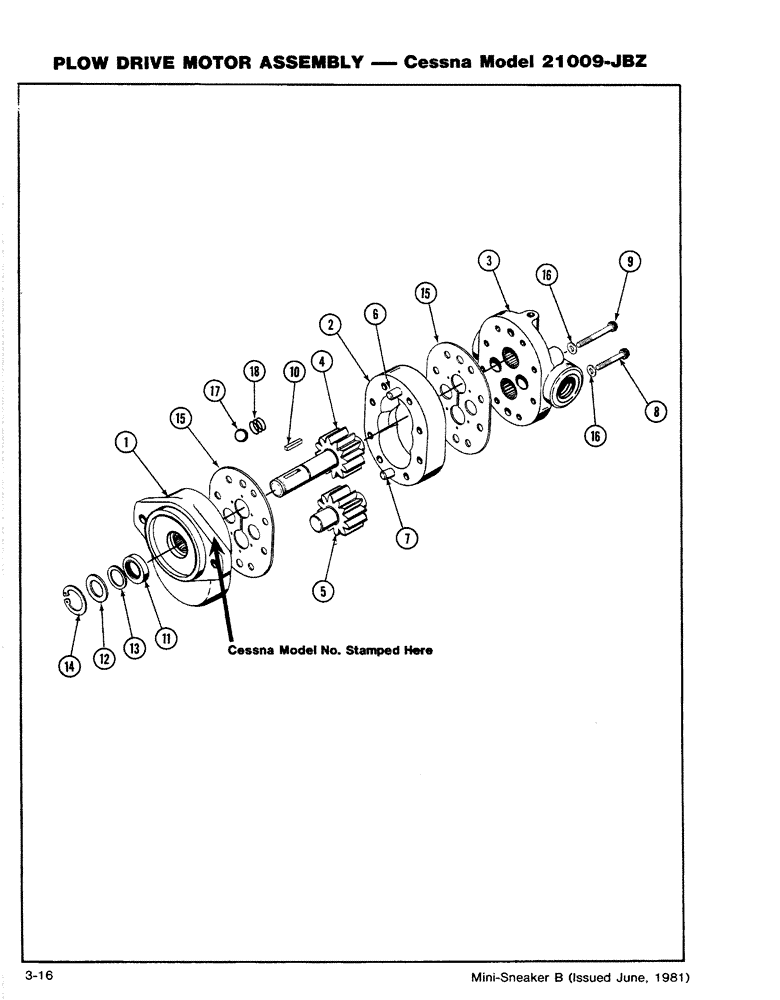 Схема запчастей Case CASE - (3-16) - PLOW DRIVE MOTOR ASSEMBLY - CESSNA MODEL 21009-JBZ (08) - HYDRAULICS