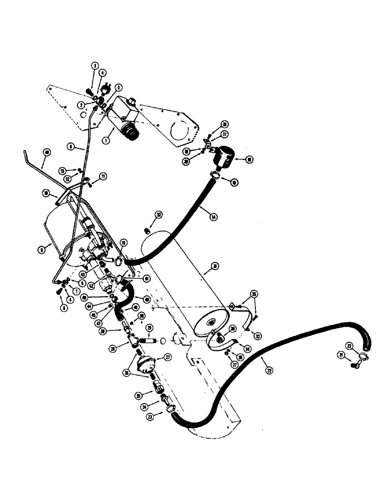 Схема запчастей Case W7E - (122) - HYDROVAC BRAKE SYSTEM, GAS ENGINE, HYDROVAC CYLINDER, RESERVE TANK & FILTERS (07) - BRAKES