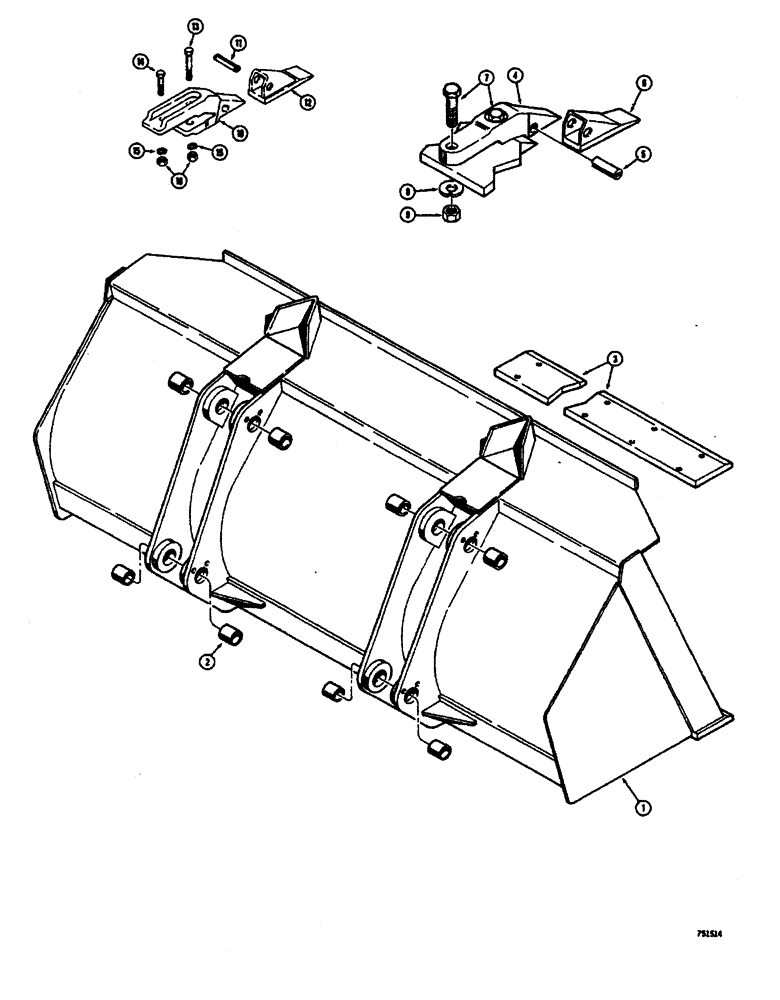 Схема запчастей Case W26B - (354) - LOADER BUCKETS MACHINERY ITEM 2-1/2 CU. YD. (2 CU. METERS) BUCKET (18) - MISCELLANEOUS