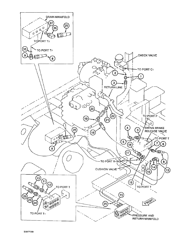 Схема запчастей Case 9020B - (8-048) - MISCELLANEOUS PILOT LINES (08) - HYDRAULICS
