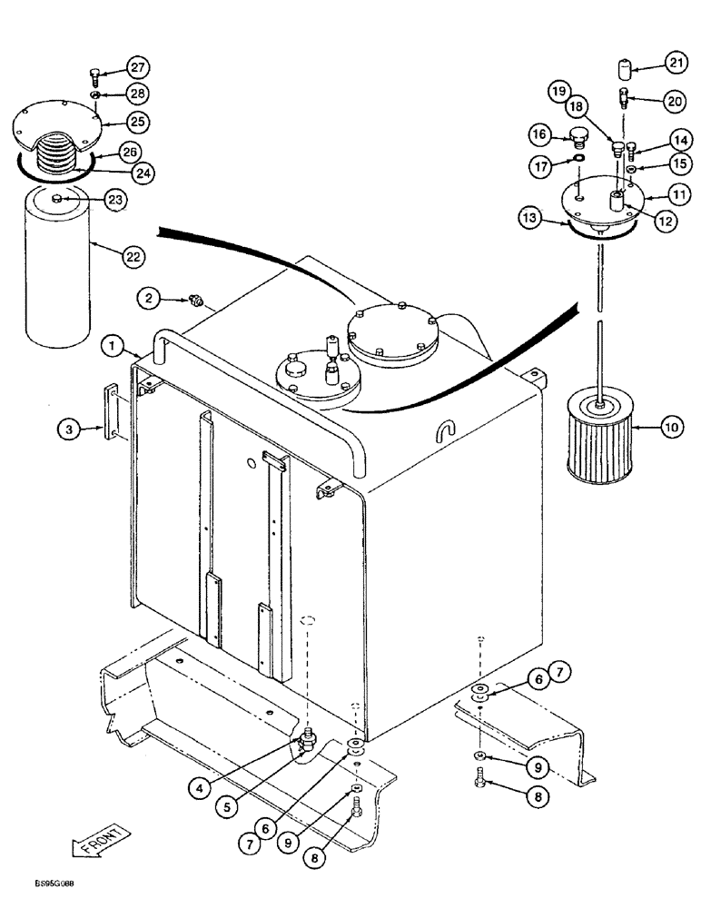 Схема запчастей Case 9060B - (8-002) - HYDRAULIC RESERVOIR (08) - HYDRAULICS
