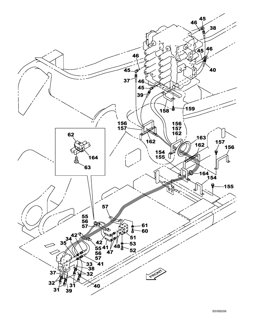 Схема запчастей Case CX700 - (08-027-00[01]) - HYDRAULIC CIRCUIT - TRAVEL PILOT (WITHOUT VALVE, PRESSURE RELIEF) (08) - HYDRAULICS